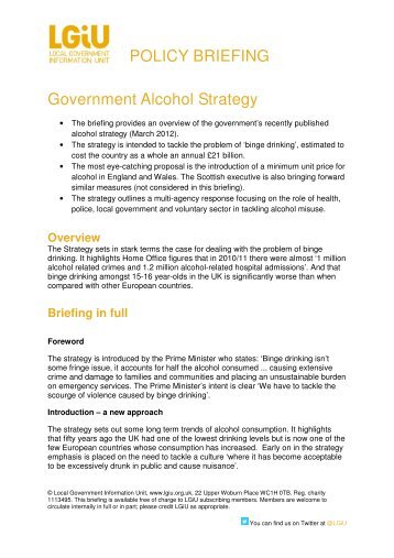POLICY BRIEFING Government Alcohol Strategy - LGiU