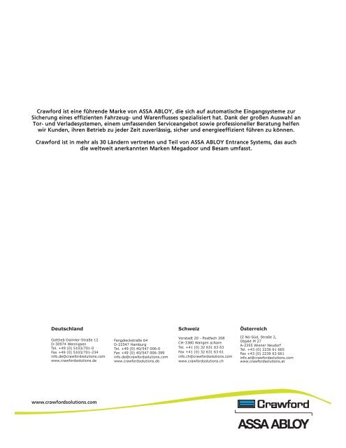 Crawford 670 Aufblasbare Torabdichtung SIB Produktdatenblatt