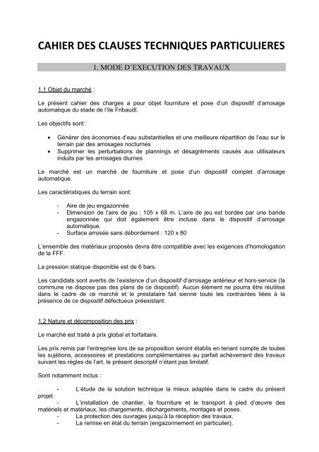 Cahier Des Clauses Techniques Chaudière – GVIDQ