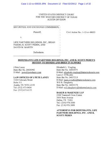 Case 1:12-cv-00033-JRN Document 12 Filed 02/29/12 Page 1 of 32