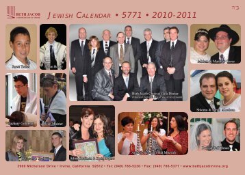 JEWISH CALENDAR • 5771 • 2010-2011 - Beth Jacob of Irvine