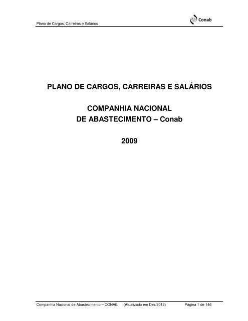 Plano de Cargos, Carreiras e Salários - PCCS 2009 - Conab