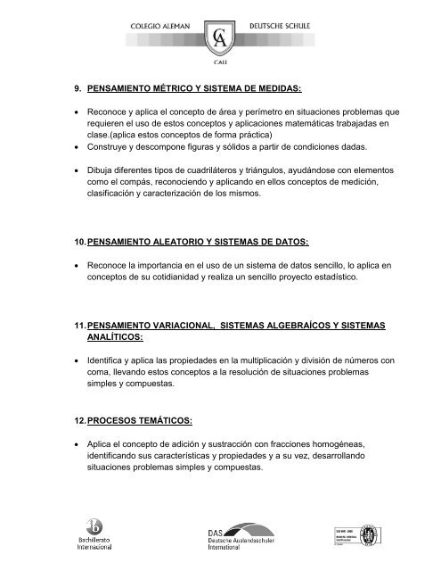 LOGROS DEL ÃREA DE MATEMÃTICAS. NIVEL PRIMERO BÃSICA ...