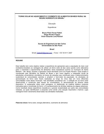 “FORNO SOLAR NO AQUECIMENTO E COZIMENTO ... - aader.org.ar