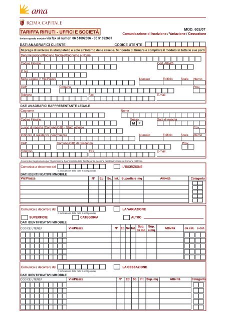 UND-TaRi Modulo iscrizione variazione cessazione 210311 - Ama