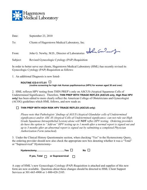 Gyn Cytology (PAP) Form Revision - Meritus Health