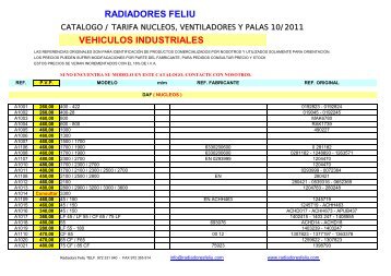 tarifa nucleos y ventiladores y palas v. industriales - Radiadores Feliu