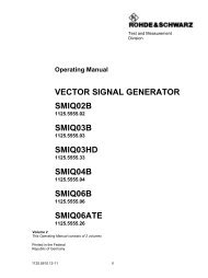 Operating Manual R&S SMIQ - Volume 1 - Rohde & Schwarz