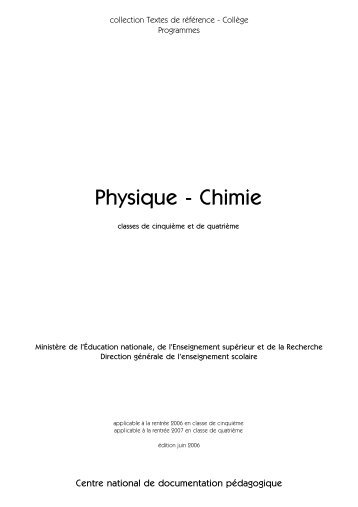 Nouveaux programmes de 4e et de 5e - La physique et la chimie au ...