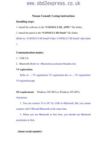 Nissan Consult 3 setup instruction