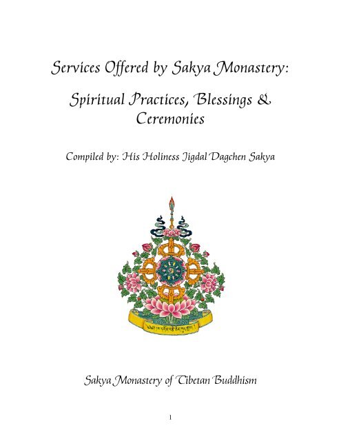 Services Offered by Sakya Monastery: Spiritual Practices, Blessings ...