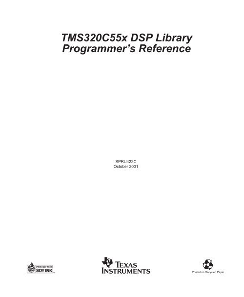 "TMS320C55x DSP Library DSPLIB Programmer's Reference"