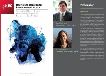 Health Economics and Pharmacoeconomics - IDEC - Universitat ...