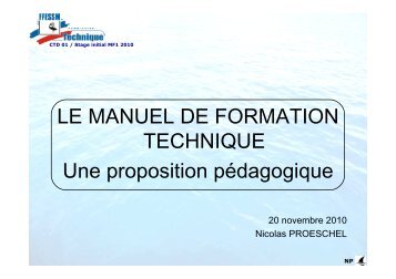 LE MANUEL DE FORMATION TECHNIQUE Une ... - ffessm
