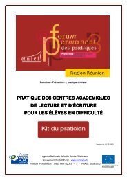 Pratique des centres académiques de lecture et d'écriture pour les ...