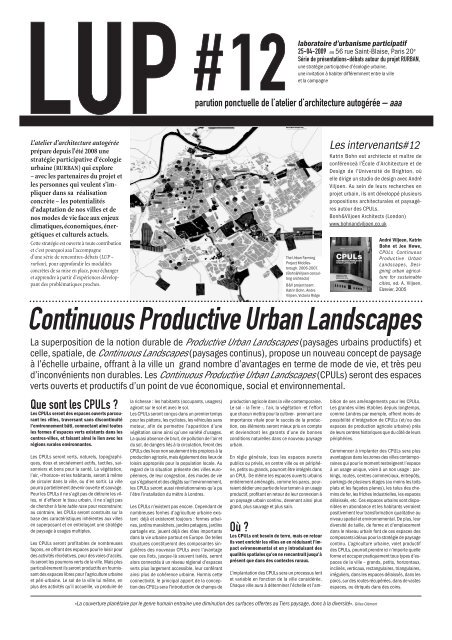 LUP#12/ 'CPULs â Paysages urbains productifs et continus ...