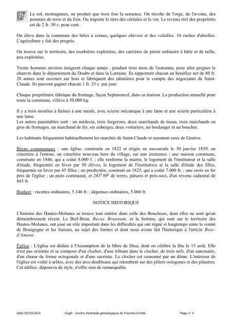 notice historique le La Pesse - Cegfc