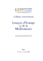 Langues d'Europe Méditerranée - Langues d'Europe et de la ...