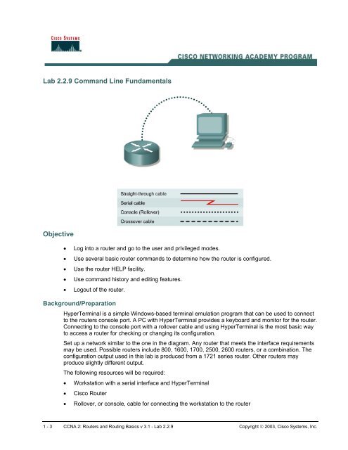 Lab 2.2.9 Command Line Fundamentals Objective