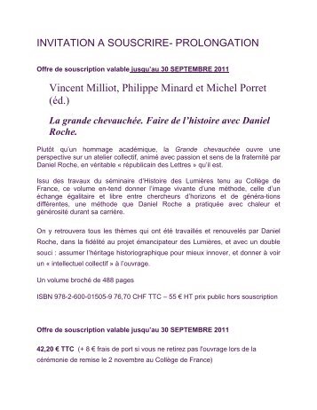 INVITATION A SOUSCRIRE - CRHQ