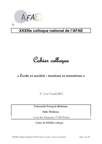 Copie de Cahier colloque 2011 - V5 POUR ENVOI - AFAE