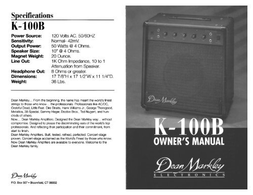 Dean Markley K-20B Ampl/Mixer Unknown - CUSTOM BUILT: USA