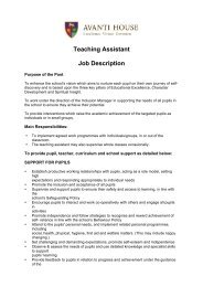 Teaching Assistant Job Description - Avanti Schools Trust