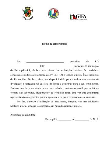 Termo de compromisso Eu