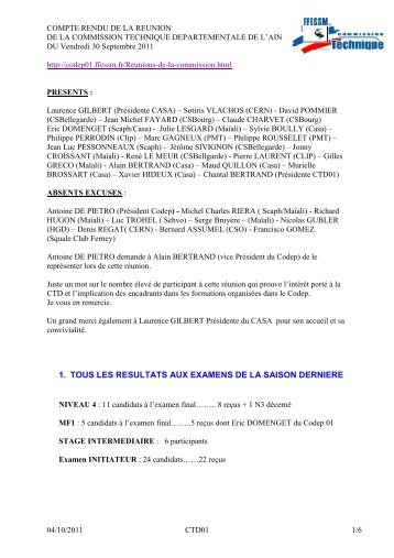 COMPTE RENDU CTD 30.09.2011 - Accueil - ffessm