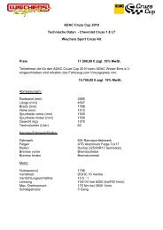 ADAC Cruze Cup 2010 Technische Daten - Chevrolet Cruze 1.8 LT ...