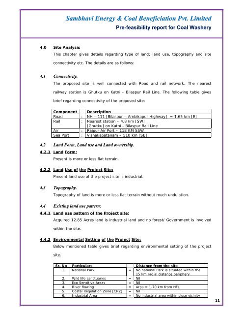 Sambhavi Energy & Coal Beneficiation Pvt. Limited - Seiaacg.org