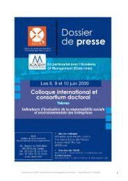 Dossier de presse - ISEOR - centre de recherches en management ...