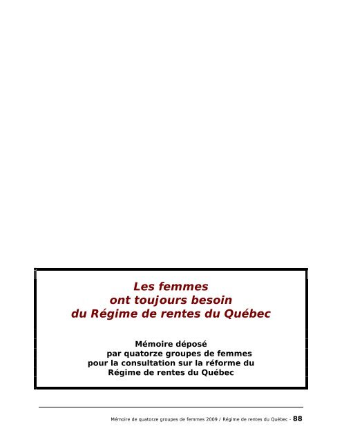 Les femmes ont toujours besoin du Régime de rentes du Québec.