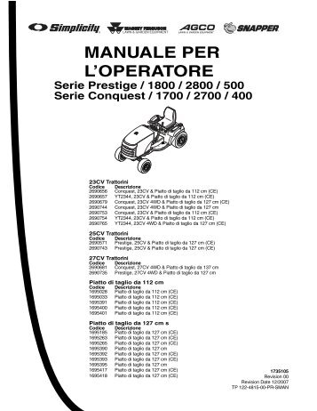 YT2350 4WD - Manuale d'uso
