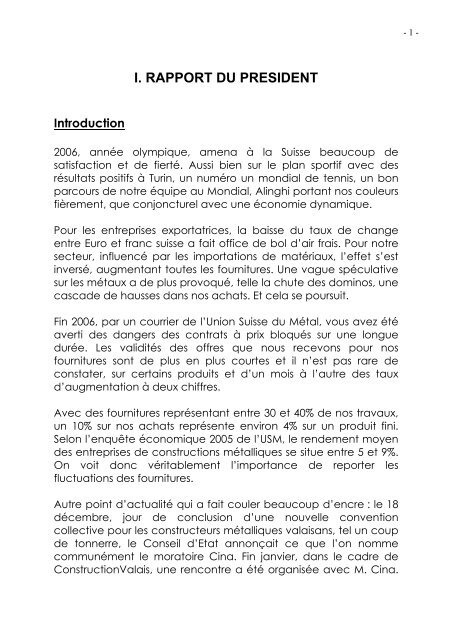 Rapport d'activitÃ© 2006 - Association Valaisanne des Entreprises de ...