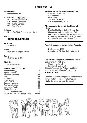 Dorfblatt 73 - Gemeinde Hirzel