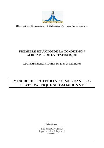 mesure du secteur informel dans les etats d'afrique ... - Afristat