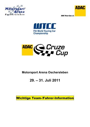 Motorsport Arena Oschersleben 29. â 31. Juli 2011 - ADAC Cruze Cup