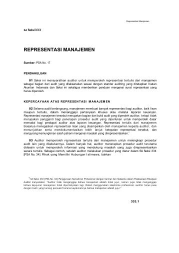 PSA No. 17 Representasi Manajemen SA Seksi 333
