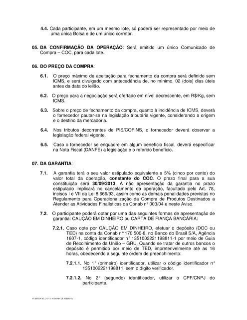 Compra de Flocos Milho (.pdf) - Conab