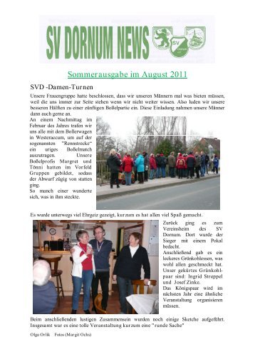 Sommerausgabe im August 2011 SVD -Damen-Turnen