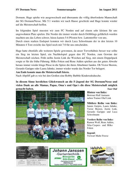 Sommerausgabe im August 2011 SVD -Damen-Turnen