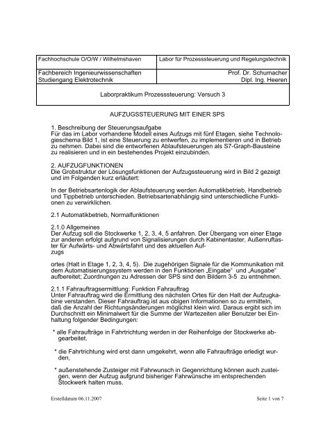 Fachbereich Ingenieurwissenschaften Studiengang Elektrotechnik ...