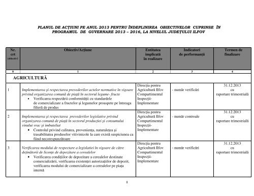 Plan de actiuni 2013 - Prefectura Ilfov
