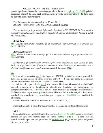 ORDIN Nr. 267 din 2006 metodologie de acordare a laptelui praf