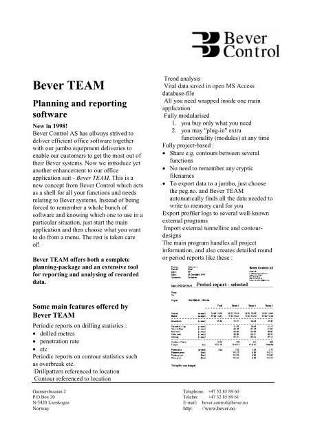 Bever TEAM - Bever Control AS