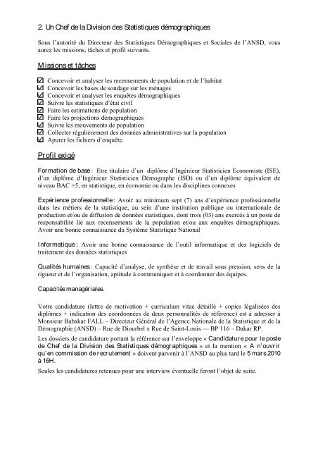 Fiche De Poste Afristat