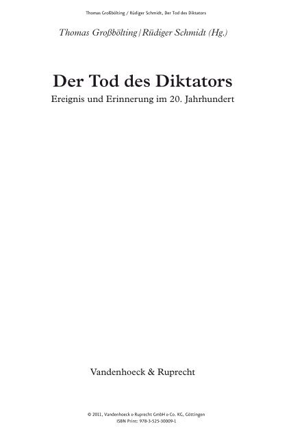 Der Tod des Diktators - Vandenhoeck & Ruprecht