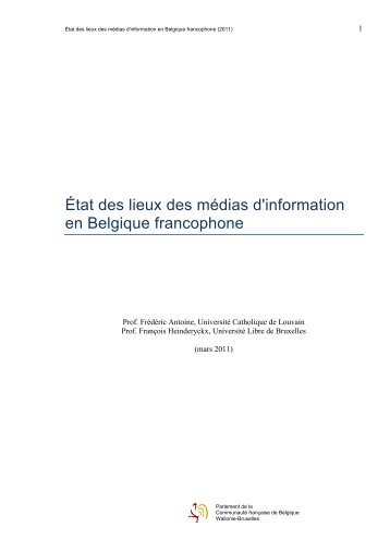 État des lieux des médias d'information en Belgique francophone