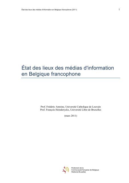 État des lieux des médias d'information en Belgique francophone